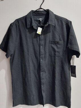 INC International Concepts men's Large Short Sleeve Shirt Black NEW